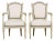 Antique French Louis XVI Painted Armchairs in Off-White Wool - A Pair For Sale