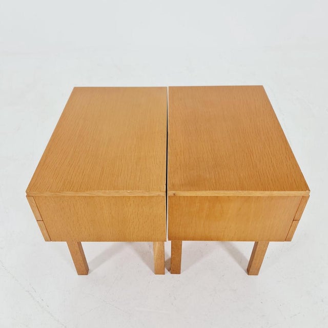 Mid-Century Modern German Oak Nightstands from WK Möbel, 1960s, Set of 2 For Sale - Image 4 of 11