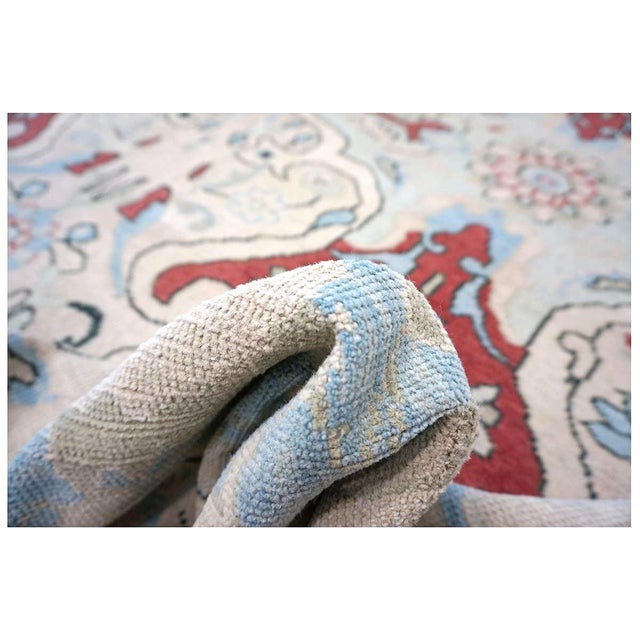 Persian Sultanabad Wool 10x14 Ivory, Blue, & Red Handmade Area Rug #1143766 For Sale - Image 14 of 14