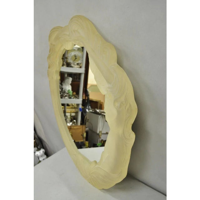 Vintage Art Nouveau Revival Lucite Acrylic Figural Woman Round Wall Mirror For Sale In Philadelphia - Image 6 of 10