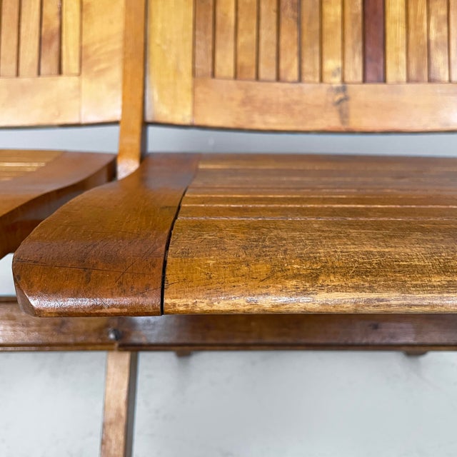 Italian Art Deco 2-Seater Folding Bench in Wood, 1930s For Sale - Image 9 of 18