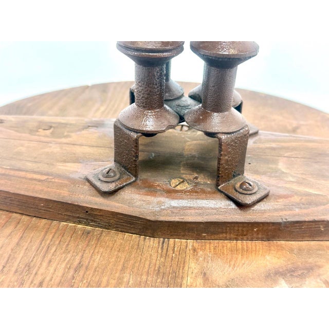 Antique Victorian Folk Art Wood Spool Side Table For Sale - Image 11 of 18