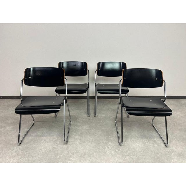 Mid-Century Modern No. 614/3 Dining Chairs attributed to Klaus Franck for Wilkhahn, 1970s, Set of 4 For Sale - Image 3 of 14