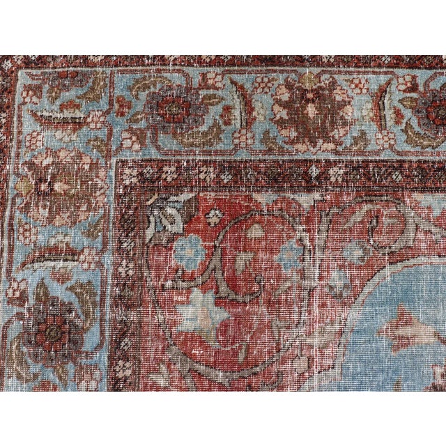Early 20th Century Antique Persian Tabriz Khoy Rug in Wool With Large Floral Design For Sale - Image 9 of 13
