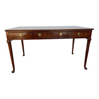 1970s Baker Burl Wood and Walnut Queen Anne Writing Desk. For Sale
