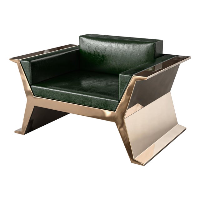 "Alphacute" Club Chair With Bronze, Handcrafted For Sale