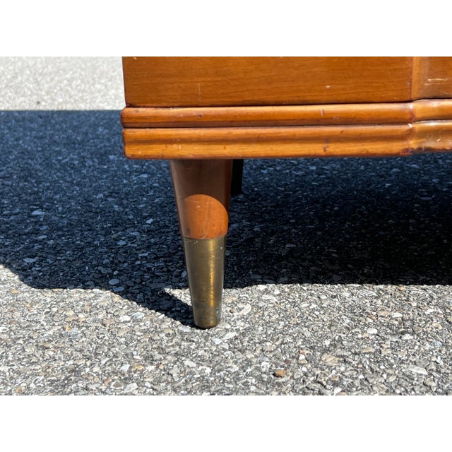 Pair Widdicomb Campaign Style Solid Cherry Brass Pulls Night Stands Tables For Sale In West Palm - Image 6 of 9