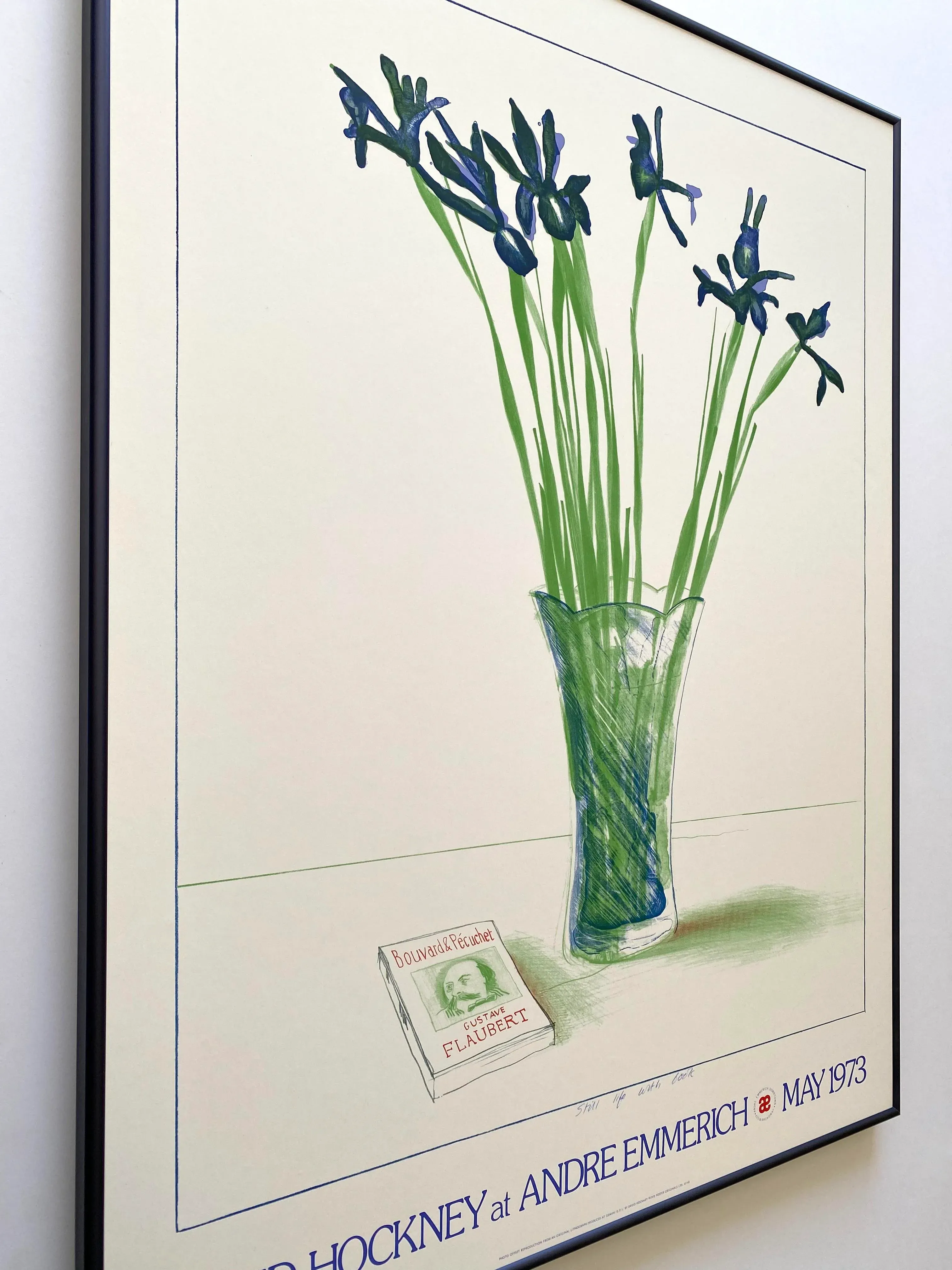 家具 David Hockney Vintage 1973 Lithograph Print " Still Life With Book " Framed Iconic Exhibition Poster David Hockney Vintage 1973 Lithograph Print 
