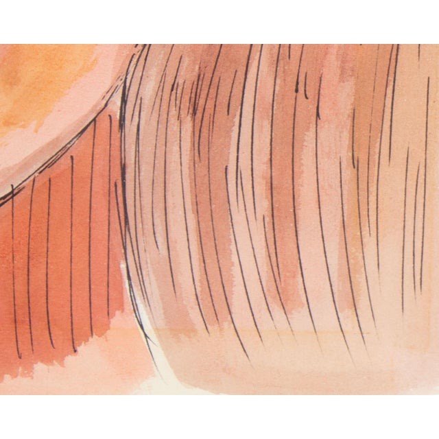 1970s 1970 Watercolor and Ink Portrait of a Woman by Harry Hilson For Sale - Image 5 of 8