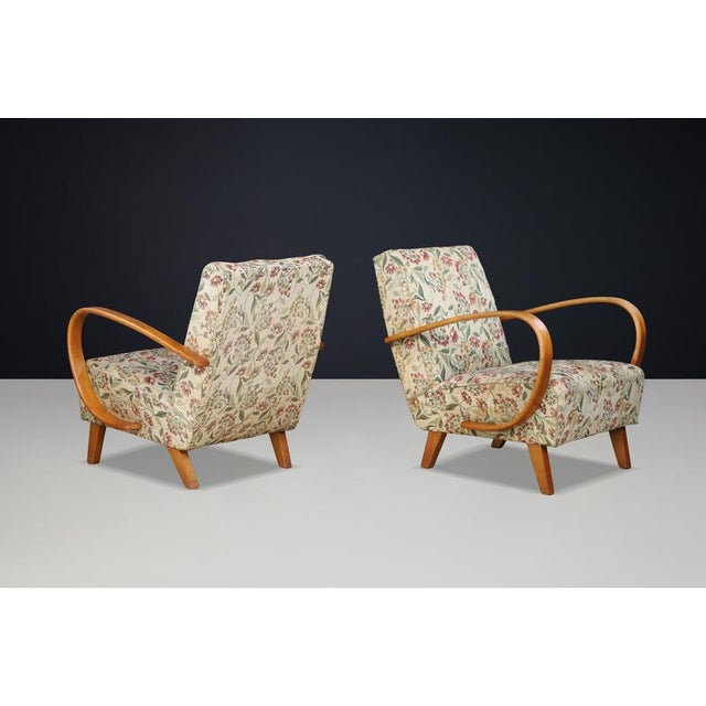 Sculptural Bentwood Lounge Armchairs by Jindřich Halabala, Czechoslovakia, 1940s, Set of 2 For Sale - Image 16 of 17