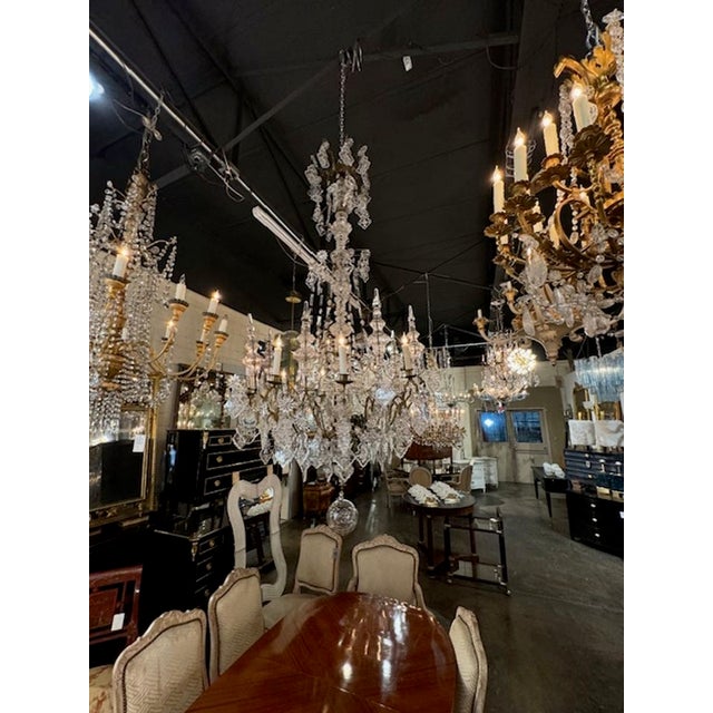 French Bronze and Crystal Cathedral Chandelier For Sale - Image 11 of 12
