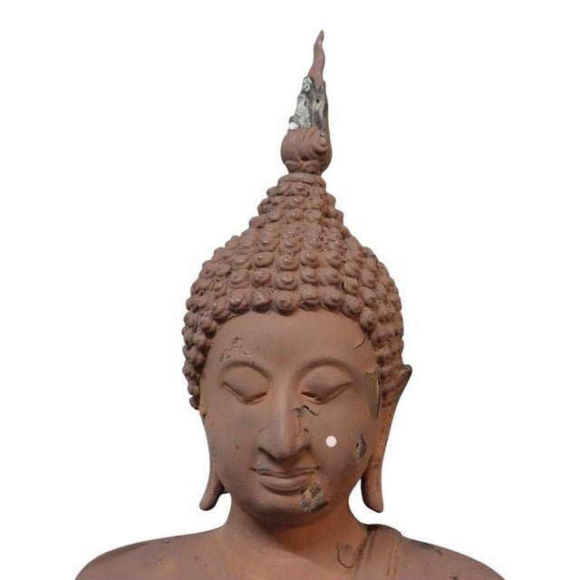 Thai Sukhothai-style bronze standing Buddha garden figure, cataloged as circa 1920. The slender, gently swaying figure is...