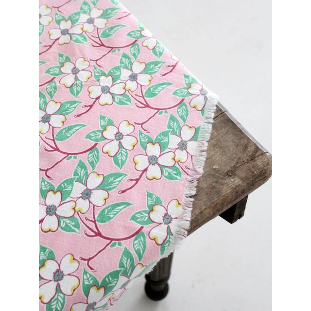 Farmhouse Early 20th Century Vintage Pink Floral Tablecloth For Sale - Image 3 of 7