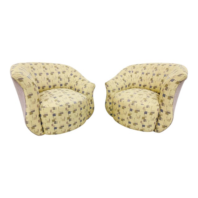 Post Modern Weiman Oversized Swivel Chairs - Set of 2 For Sale