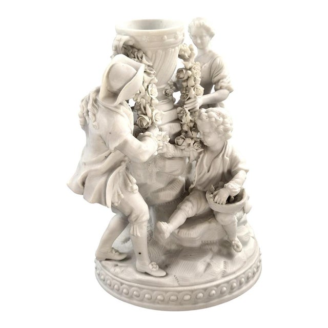 Ceramic French Biscuit Porcelain Centrepiece Group with Floral Garlands, 1800s For Sale - Image 7 of 12