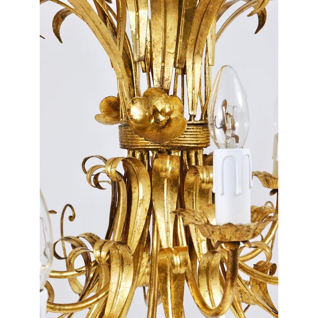 Hollywood Regency Wheat Floral Bouquet Gilt Iron Chandelier by Hans Kögl, 1970s For Sale - Image 4 of 18