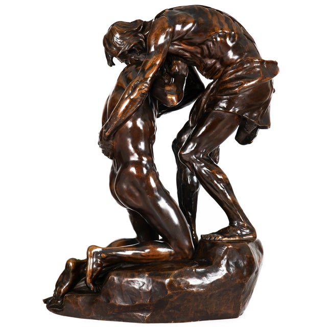 ERNEST DUBOIS French, 1863-1931 "Le Pardon" (The Return of the Prodigal Son) Patinated sand-cast bronze Signed Ernest...