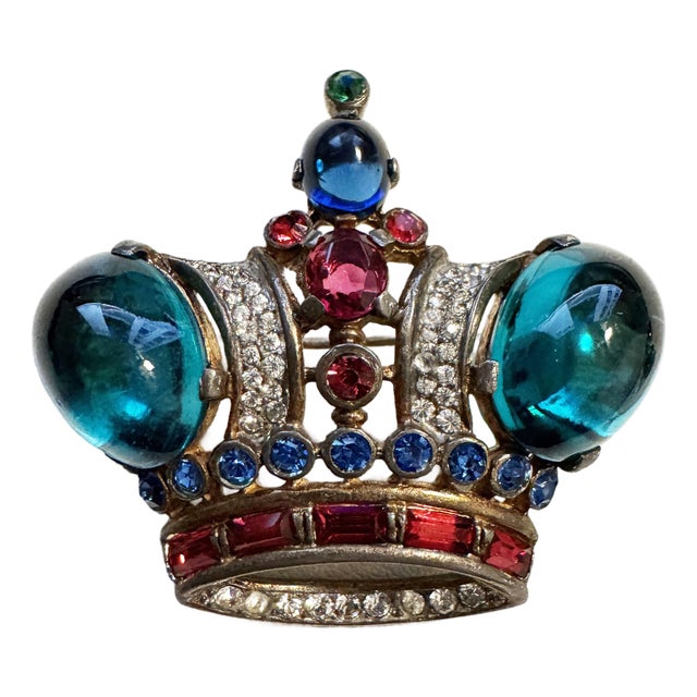 1940s Alfred Philippe for Trifari, Sterling Silver Crown-Form Brooch For Sale