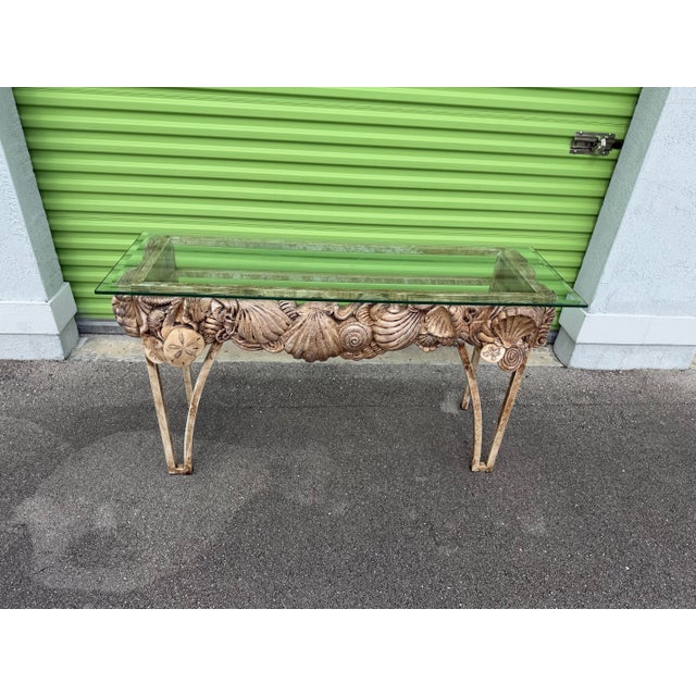 Vintage Mid-Century Italian Style Sculptural Seashell Console Table For Sale In Miami - Image 6 of 11