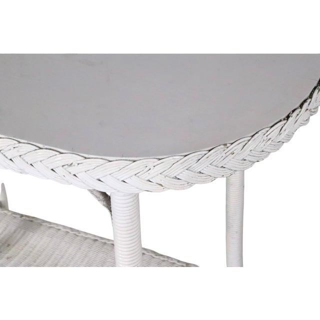 Wood Vintage Oval White Wicker Table Att. To Lloyd Loom C 1930/50's For Sale - Image 7 of 12