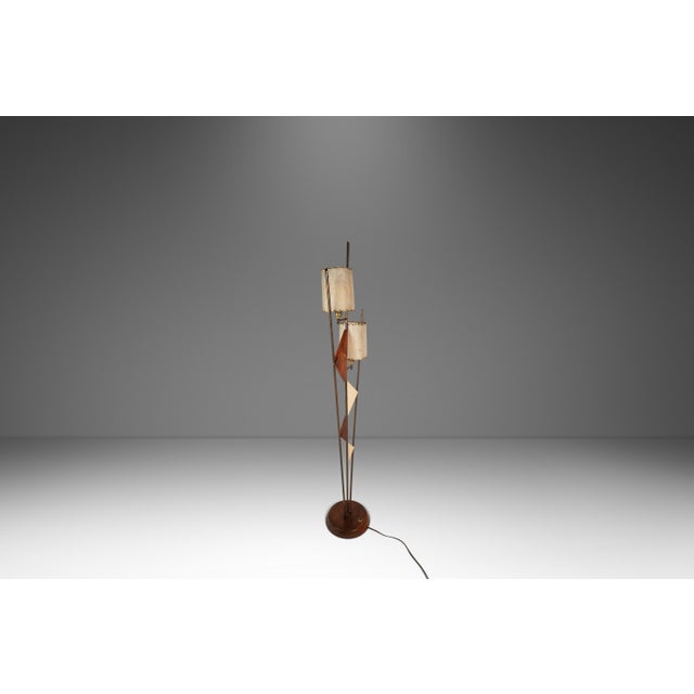 Mid-Century Modern Art Deco Atomic Era Custom-Made Floor Lamp W/ Geometric Shapes in Walnut & Brass, Usa, C. 1950s For Sale - Image 4 of 17