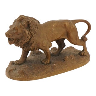 Antique French School Lion Cast Bronze Sculpture For Sale