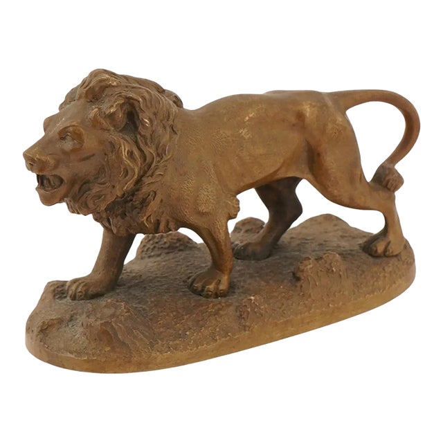 Antique French School Lion Cast Bronze Sculpture For Sale