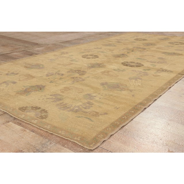 Tan Vintage Turkish Oushak Rug, 05'01 X 10'07 For Sale - Image 8 of 10