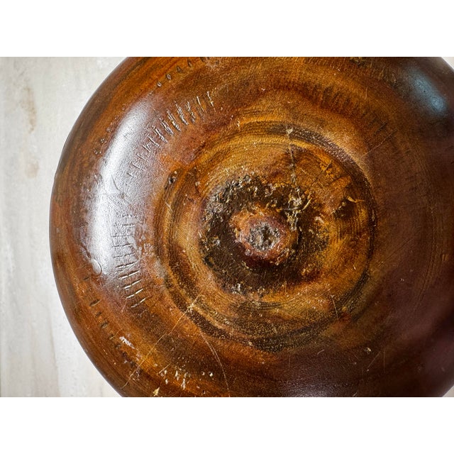 Antique Handcrafted Mother-of-Pearl Inlaid Heavy Wood Vase. 12 in/30.5 Cm For Sale - Image 10 of 12
