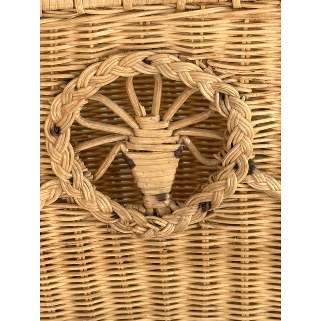 Mid-Century Modern Vintage Hand Woven Rattan Cane Basket For Sale - Image 3 of 7
