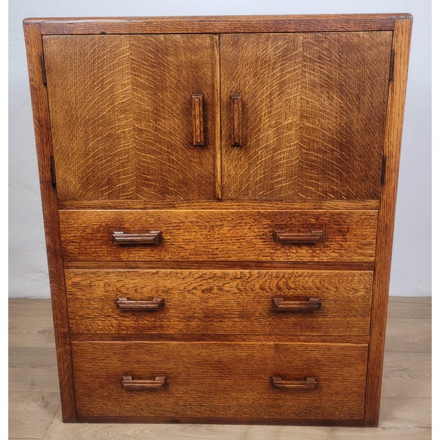 Vintage Rustic Oak Tallboy Cabinet, 1930s For Sale - Image 13 of 18