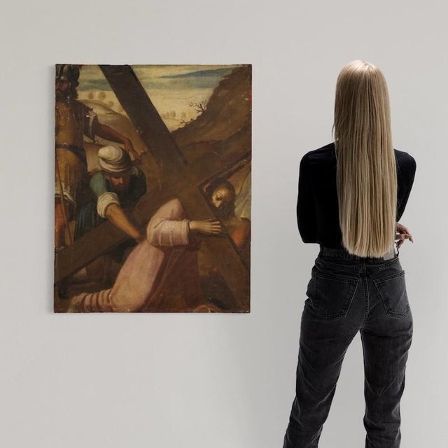 Italian Artist, The Way of the Cross, Ascent to Calvary, 1650, Oil on Canvas For Sale - Image 4 of 15