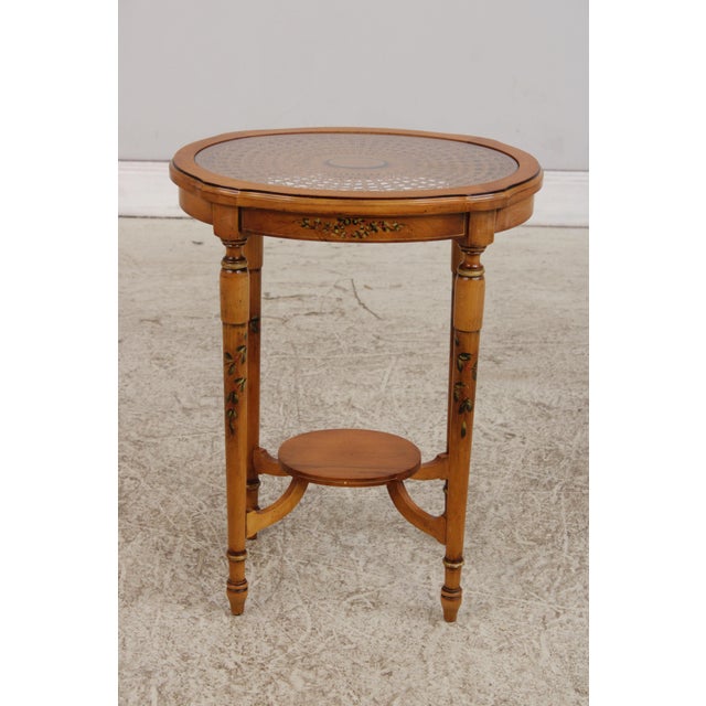 Age: Approx: 60 Years Old Details: Possibly English Made Quality Construction Nice Paint Decorated Details Glass Top Over...