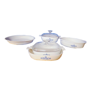Vintage Blue Corn Flower Corning-Ware - 8 pcs