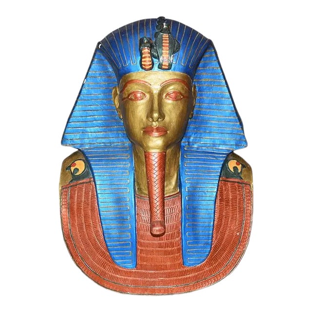 Plaster Egyptian Wall Hanging Bust of King Tut For Sale
