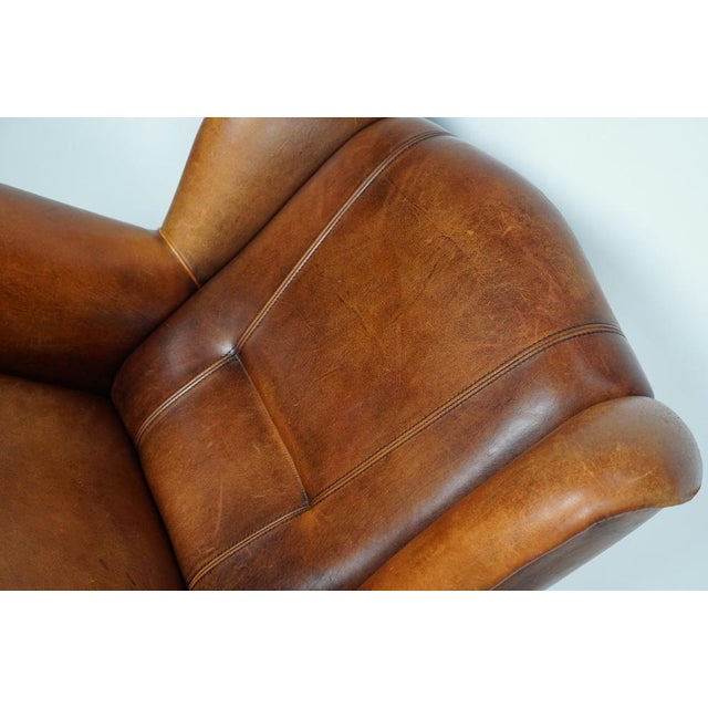 Vintage Dutch Cognac Colored Leather Club Chair For Sale - Image 5 of 18