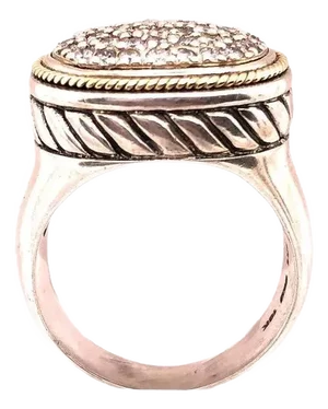 18 Karat Two-Tone Gold Effy Fashion Ring With Diamonds, Size 7.75