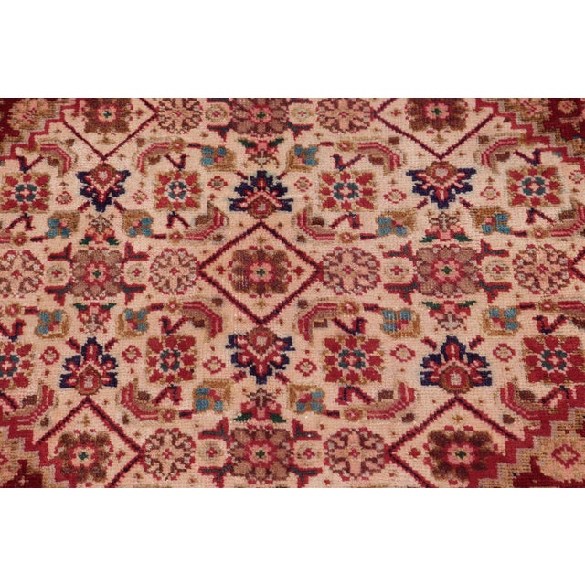 1970s Hand-Knotted Wool Rug 9.11x12.6 Blue & Red Floral Medallion Traditional For Sale - Image 4 of 7