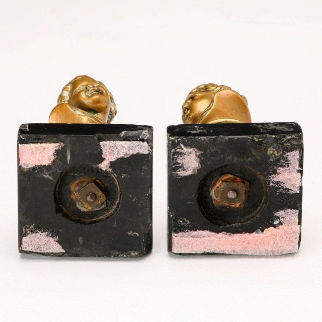 Busts of Children, Bronzes on Marble Bases, Set of 2 For Sale - Image 6 of 7