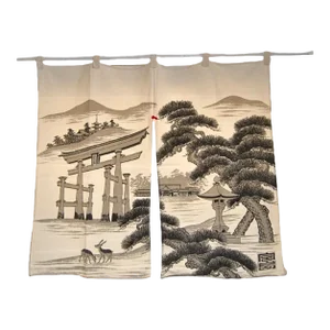 Vintage Japanese Linen Noren Curtains Miyajima Shrine Island