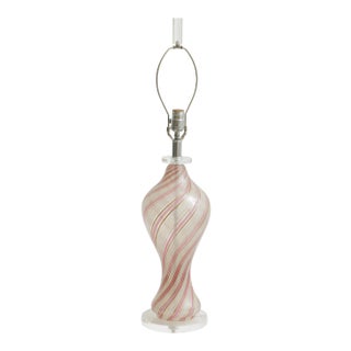 Vintage Italian Murano Lucite and Glass Striped Lamp Pinks, Gold, Copper, Clear 60's For Sale