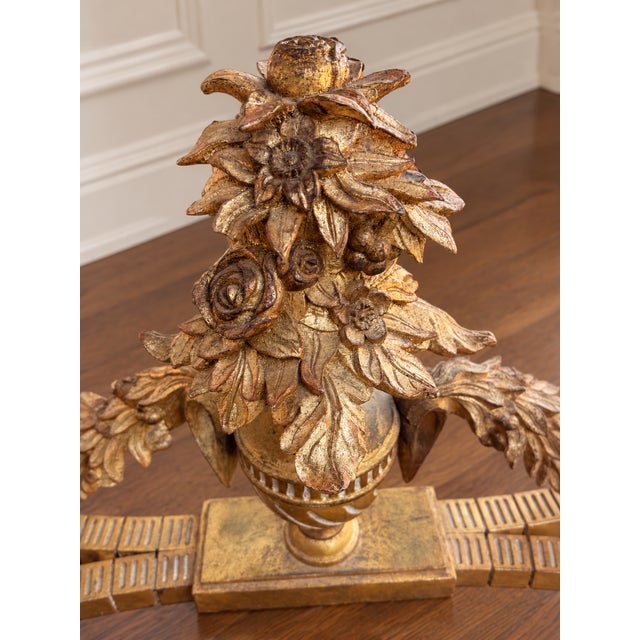 Black Louis XVI-Style Giltwood Demi-Lune Console Table With Trompe-L’Œil Marble Top For Sale - Image 8 of 11