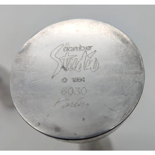 1990s Nambé Karim Rashid Alloy #6030 Candle Holders, a Pair For Sale - Image 10 of 10