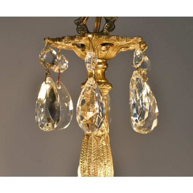 1920s French Antique Gilt Brass and Cut Glass Chandelier, 1920s For Sale - Image 5 of 15