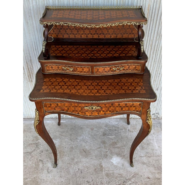 French 19th Century French Napoleon III Kingwood and Black Ebonized Writing Table 1850s For Sale - Image 3 of 13