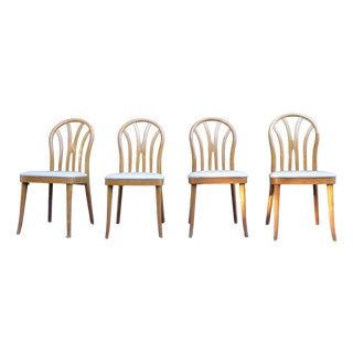 Vintage Chairs in Beech from a Cafe, 1950s, Set of 4 For Sale