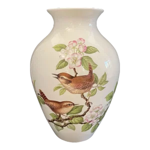Vintage Spode Wren Bird Vase With Blossoms. England