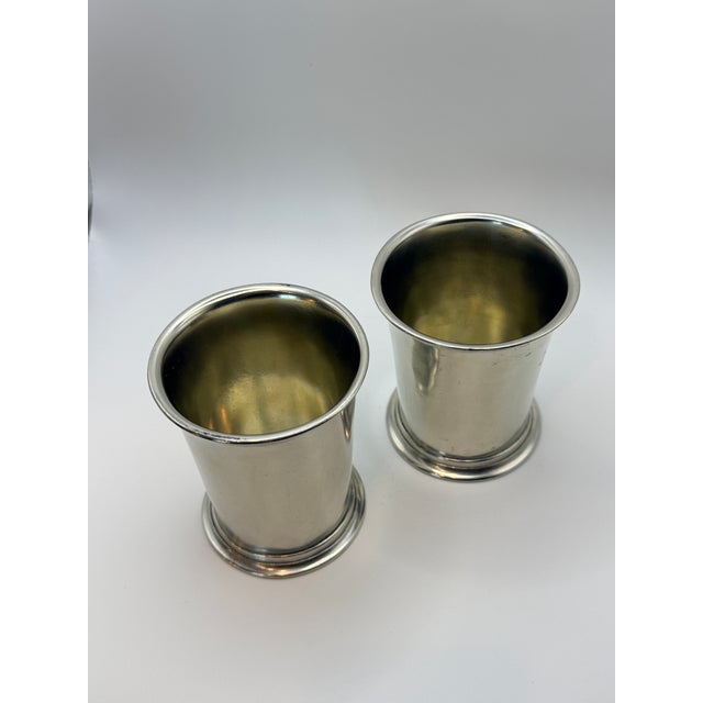 Metal Late 20th Century Match Pewter Italian Footed Tumblers by Giorgio Tabellini – Pair For Sale - Image 7 of 7