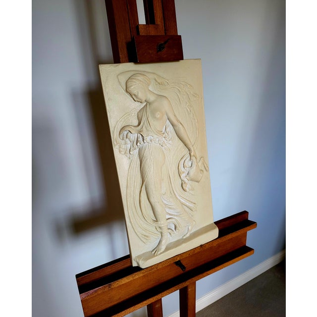 Cream Mid-Century Neo-Classical Nude Frenzied Maenad High-Relief Plaque, 1980s For Sale - Image 8 of 8