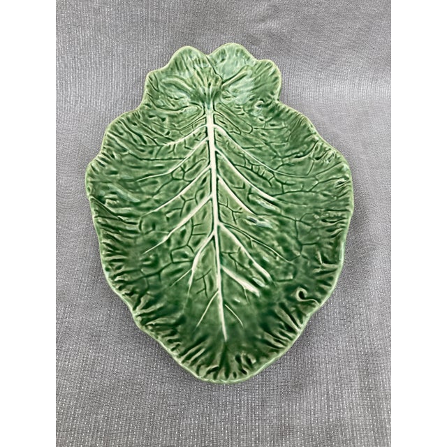 1990s Bordallo Pieheiro Green Cabbage Leaf Platter For Sale - Image 10 of 12